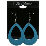 Mi Amore Layered Teardrop Dangle-Earrings Blue/Silver-Tone