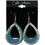 Mi Amore Layered Teardrop Dangle-Earrings Silver-Tone/Blue