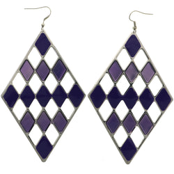 Mi Amore Diamond Dangle-Earrings Silver-Tone/Purple