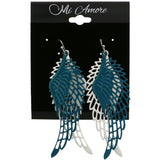 Mi Amore Feather Dangle-Earrings Blue/White