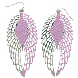 Mi Amore Feather Dangle-Earrings Pink/Silver-Tone
