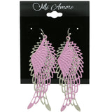 Mi Amore Feather Dangle-Earrings Pink/Silver-Tone