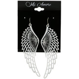 Mi Amore Feather Dangle-Earrings White/Silver-Tone