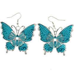 Mi Amore Butterfly Dangle-Earrings Blue/Silver-Tone