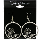 Mi Amore Rose Dangle-Earrings Silver-Tone