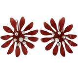 Mi Amore Flower Dangle-Earrings Red/Silver-Tone