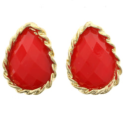 Mi Amore Teardrop Dangle-Earrings Red/Gold-Tone