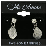 Mi Amore Leaf Dangle-Earrings Silver-Tone