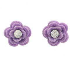 Mi Amore Flower Stud-Earrings Purple