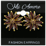 Mi Amore Flower Stud-Earrings Gold-Tone/Purple