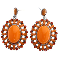 Mi Amore Drop-Dangle-Earrings Orange/Silver-Tone