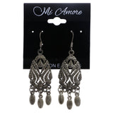 Mi Amore Antiqued Dangle-Earrings Silver-Tone