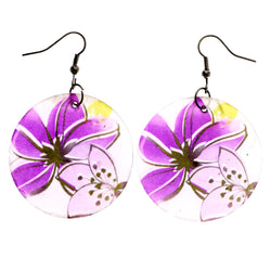 Mi Amore Flower Dangle-Earrings Purple/White