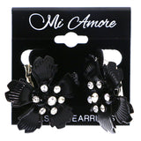 Mi Amore Flower Dangle-Earrings Black/Silver-Tone
