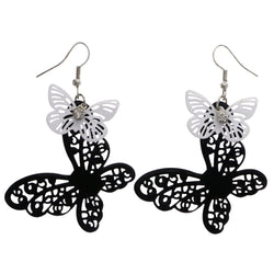 Mi Amore Butterfly Dangle-Earrings Black/White