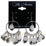 Mi Amore Shell Dangle-Earrings Silver-Tone/White