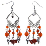 Mi Amore Flower Dangle-Earrings Silver-Tone/Orange