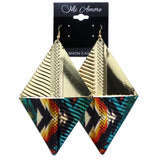 Mi Amore Tribal Pattern Dangle-Earrings Gold-Tone/Multicolor