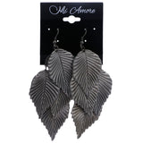 Mi Amore Antiqued Leaf Chandelier-Earrings Silver-Tone