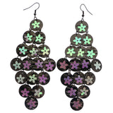 Mi Amore AB Finish Flower Chandelier-Earrings Pink & Black