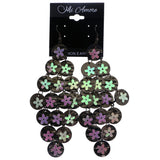 Mi Amore AB Finish Flower Chandelier-Earrings Pink & Black