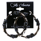 Mi Amore Hoop-Earrings Black/Silver-Tone