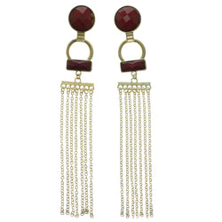 Gold-Tone & Multi Colored Metal Tassel-Earrings With Crystal Accents LQE607