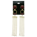 Gold-Tone & Multi Colored Metal Tassel-Earrings With Crystal Accents LQE607