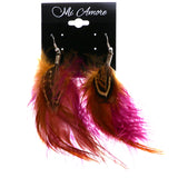 Mi Amore Feather Dangle-Earrings Purple/Brown