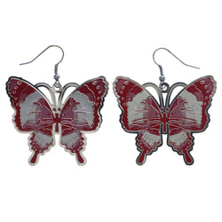 Mi Amore Butterfly Dangle-Earrings Red/White
