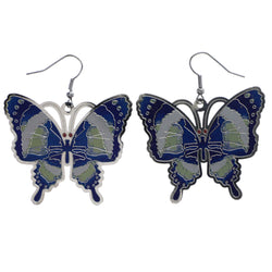 Mi Amore Butterfly Dangle-Earrings Blue/White
