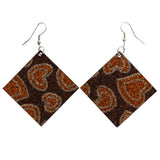 Mi Amore Glitter Heart Dangle-Earrings Orange & Brown