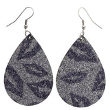 Mi Amore Glitter Lips Dangle-Earrings Silver-Tone & Gray