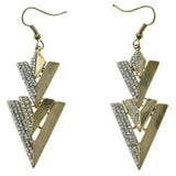 Gold-Tone Metal Dangle-Earrings With Crystal Accents