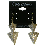 Gold-Tone Metal Dangle-Earrings With Crystal Accents