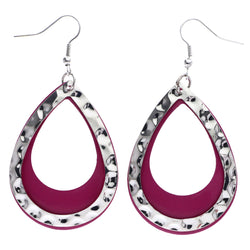 Mi Amore Textured Dangle-Earrings Pink/Silver-Tone