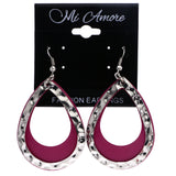 Mi Amore Textured Dangle-Earrings Pink/Silver-Tone