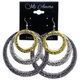 Mi Amore Textured Dangle-Earrings Silver-Tone/Gold-Tone