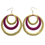 Mi Amore Textured Dangle-Earrings Gold-Tone/Pink