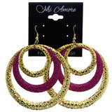 Mi Amore Textured Dangle-Earrings Gold-Tone/Pink