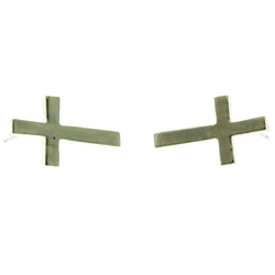 Gold-Tone Metal Cross Stud-Earrings