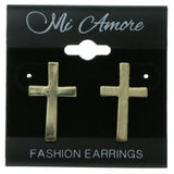 Gold-Tone Metal Cross Stud-Earrings