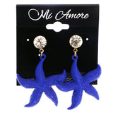 Mi Amore Nautical Starfish Drop-Dangle-Earrings Blue & Gold-Tone