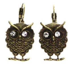 Mi Amore Antiqued Owl Dangle-Earrings Gold-Tone & Silver-Tone