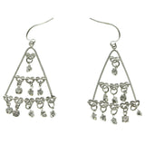 Silver-Tone Metal Dangle-Earrings With Crystal Accents