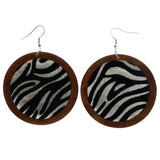 Mi Amore Fuzzy Zebra Stripe Dangle-Earrings Black & White