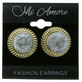 Gold-Tone & Multi Colored Metal Stud-Earrings With Stone Accents