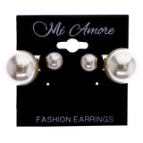 Mi Amore Post-Earrings White/Gold-Tone