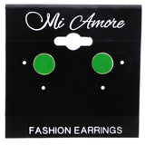 Mi Amore Post-Earrings Green/Silver-Tone