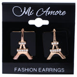 Mi Amore Eiffel Tower French Post-Earrings Black & Bronze-Tone